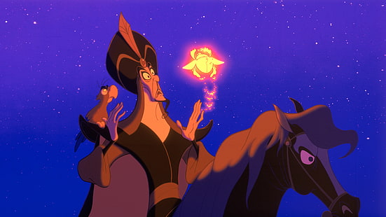 Jafar Wizard и Parrot Lago Aladdin Cartoon Walt Disney 3840 × 2160, HD тапет HD wallpaper