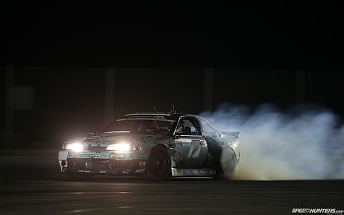 Nissan Silvia Drift Smoke Night Lights HD, bilar, natt, nissan, lampor, rök, drift, silvia, HD tapet HD wallpaper