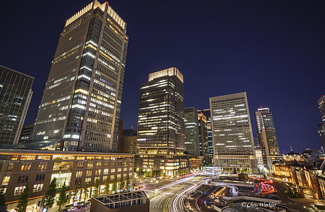 Marunouchi, сгради, Токио, Азия, Япония, град, нощ, Sony, градски пейзаж, Токио, алфа, нощен пейзаж, marunouchi, автофокус, HD тапет HD wallpaper