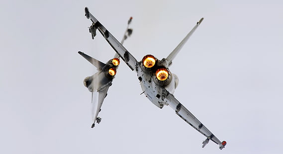 серый и черный квадрокоптер, Eurofighter Typhoon, военный самолет, самолет, HD обои HD wallpaper