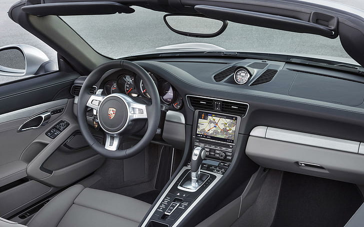 2014 Porsche 911 Turbo Cabrio, siyah porsche araba direksiyon, araba, 1920x1200, porsche, porsche 911, HD masaüstü duvar kağıdı
