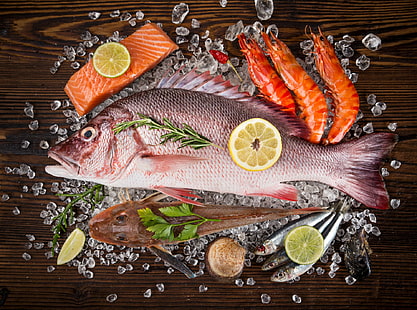 Nourriture, poisson, saumon, fruits de mer, nature morte, Fond d'écran HD HD wallpaper