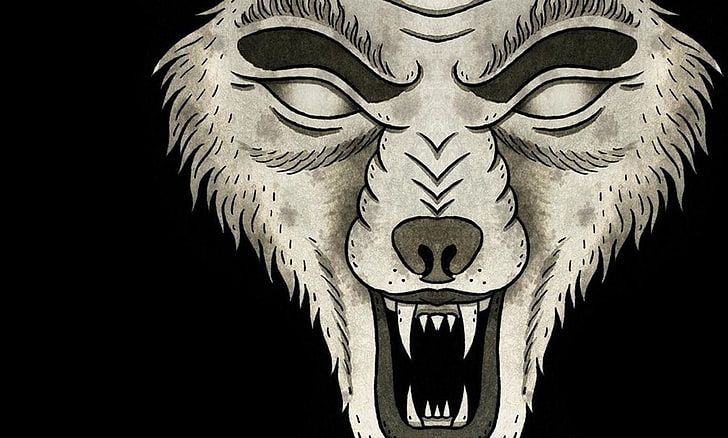 wolf logo, haste the day, metal, wolf, artwork, attack of the wolf king, animals, HD wallpaper