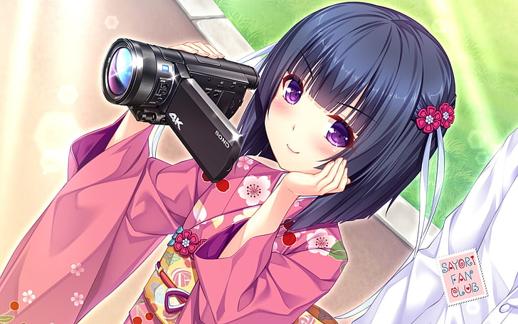 nekopara, minazuki shigure, kimono, kamera, aufgeregter ausdruck, anime, HD-Hintergrundbild