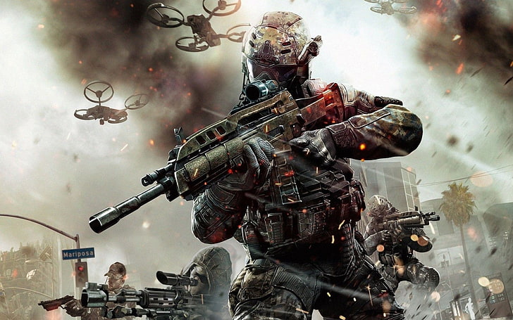 игровое приложение с цифровыми обоями, Call of Duty: Black Ops, Call of Duty, видеоигры, винтовки, оружие, солдат, концепт-арт, HD обои