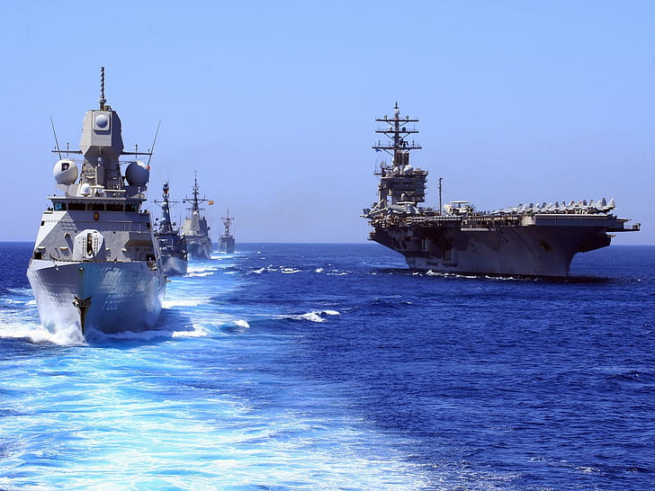 warship, aircraft carrier, ship, sea, military, vehicle, HD wallpaper