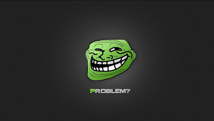green troll face illustration with problem? text, minimalism, troll face, HD wallpaper