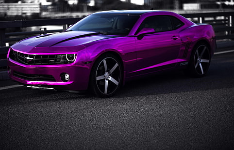 фиолетовый шевроле автомобиль, суперкар, camaro, chevrolet, тюнинг, хром, HD обои HD wallpaper