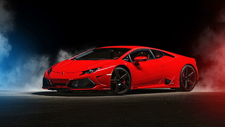 Lamborghini, Huracan, красный, гонщик, автомобили, обычай, черный, Lambocars, HD обои