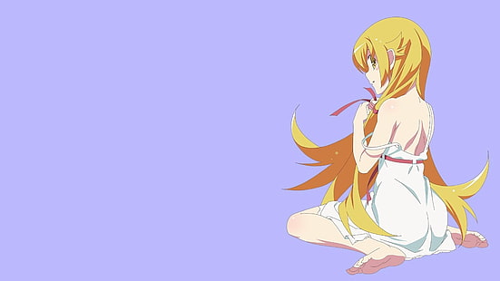 anime girls, anime, Oshino Shinobu, blonde, cheveux longs, Série Monogatari, Fond d'écran HD HD wallpaper