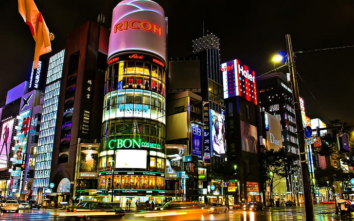 Tokyo Street Corner, tokio, luces, Fondo de pantalla HD