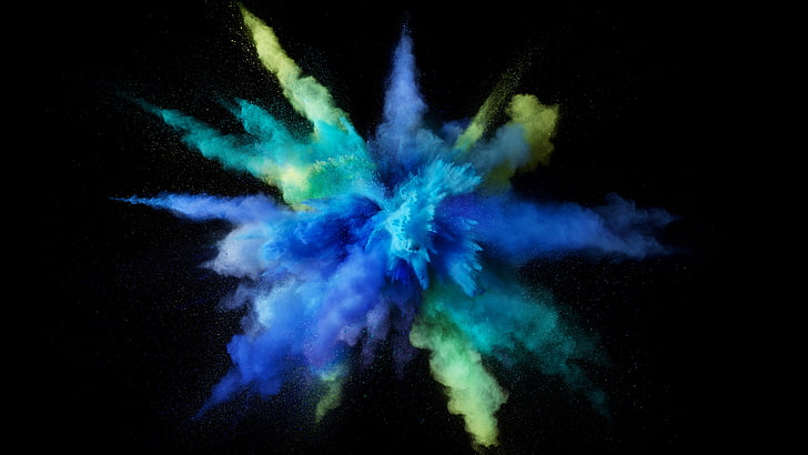 انفجار قصاصة فنية باللونين الأزرق والأصفر ، Color Burst ، macOS، خلفية HD