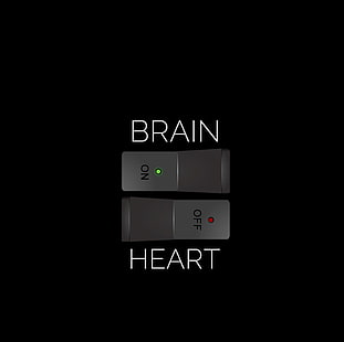 desligado, cérebro, coração, inscrição, HD papel de parede HD wallpaper