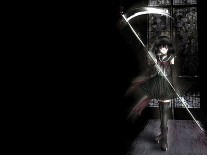 Dark Anime, Girl, Short Hair, Dark Background, Weapon, dark anime, girl, short hair, dark background, weapon, HD wallpaper HD wallpaper