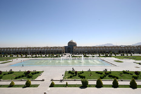 Bâtiment en béton brun et vert, l'Iran, Isfahan, Fond d'écran HD HD wallpaper