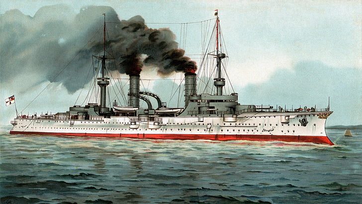 سفن حربية ، البحرية الألمانية ، كروزر ، SMS Fürst Bismarck (1897) ، سفينة حربية، خلفية HD