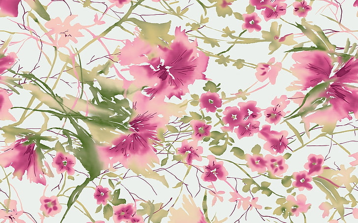 pink floral watercolor wallpaper, colors, background, patterns, symmetry, HD wallpaper