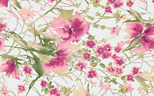 розовые цветочные акварельные обои, цвета, фон, узоры, симметрия, HD обои HD wallpaper