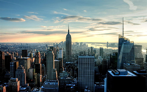 مبنى إمباير ستيت ، مدينة نيويورك ، مبنى ، مبنى إمباير ستيت ، حضري ، هندسة معمارية، خلفية HD HD wallpaper