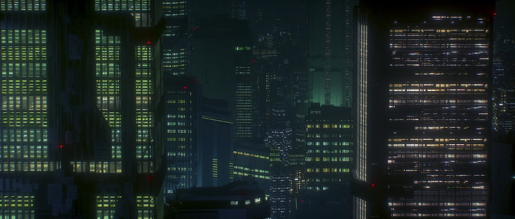 höghus och lågbyggnad, Akira, väcker akira, anime, cyberpunk, byggnad, neo-tokyo, stad, Japan, HD tapet HD wallpaper