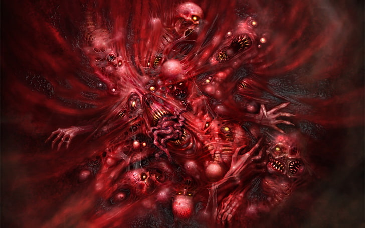 red evil spirits wallpaper, BODY, BLOOD, BONES, INTESTINE, MASCARA, MESS, FLESH, MEAT, HD wallpaper
