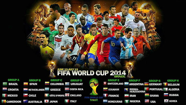 Groupes de la Coupe du Monde de la FIFA 2014, coupe du monde, fifa, coupe du monde 2014, groupes, Fond d'écran HD