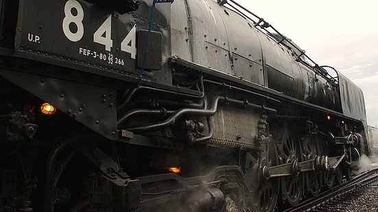 Rohre, Staub, Zug, Eisenbahn, Räder, Metall, Dampflokomotive, HD-Hintergrundbild HD wallpaper