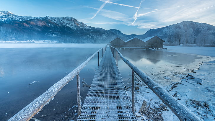 natura, inverno, lago, Germania, Sfondo HD