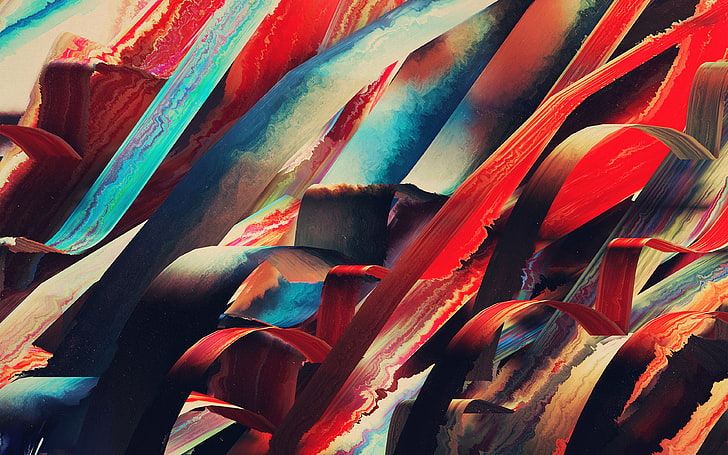 watercolored, lines, hampus, olsson, art, red, pattern, HD wallpaper