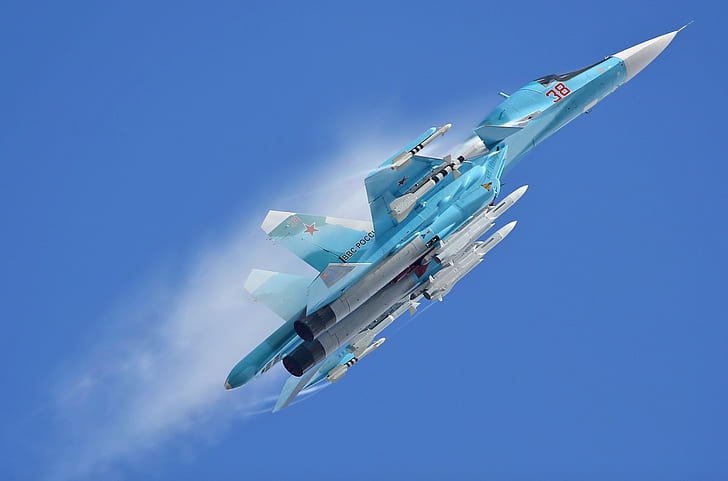 Sukhoi Su-34, Sukhoi, เครื่องบินทิ้งระเบิด, กองทัพอากาศรัสเซีย, วอลล์เปเปอร์ HD