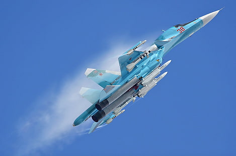 Sukhoi Su-34, Sukhoi, เครื่องบินทิ้งระเบิด, กองทัพอากาศรัสเซีย, วอลล์เปเปอร์ HD HD wallpaper