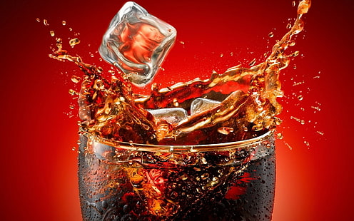 كوكا ، كوكاكولا ، كولا ، مكعبات ، مشروبات ، ثلج ، ماكرو، خلفية HD HD wallpaper