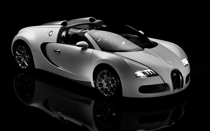 silver sports car, machine, auto, veyron, bugatti, HD wallpaper
