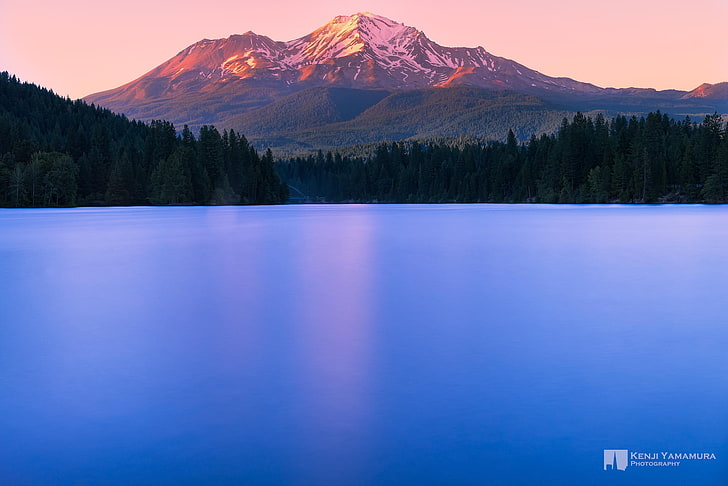 coucher de soleil, lac, montagne, top, photographe, Kenji Yamamura, Fond d'écran HD