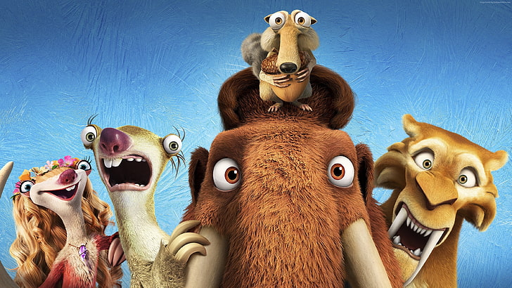 Ice Age 5: Collision Course, mammoths, scrat, diego, manny, sid, best animations of 2016, HD wallpaper