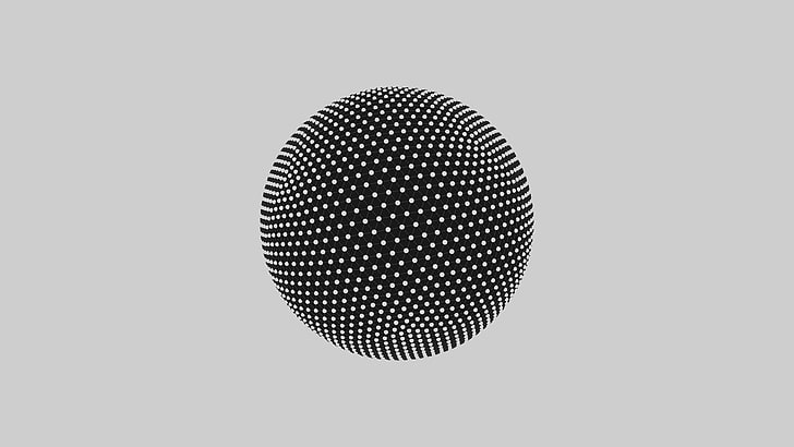 monochrome, sphere, digital art, abstract, HD wallpaper