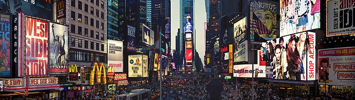 stadslandskap, New York Times Square, stadsbild, stad, New York City, USA, HD tapet