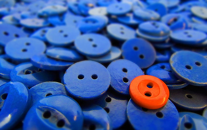 Abstrat bobbles, blue, Buttons, Orange, HD wallpaper