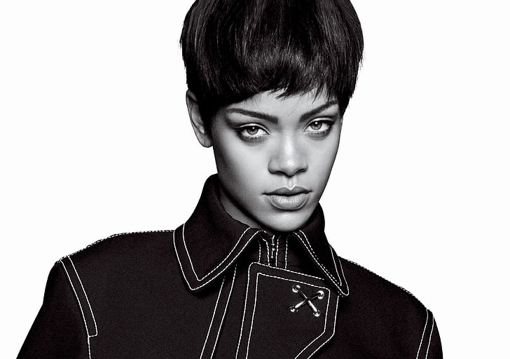Rihanna, rihanna, singer, celebrity, style, bw, HD wallpaper