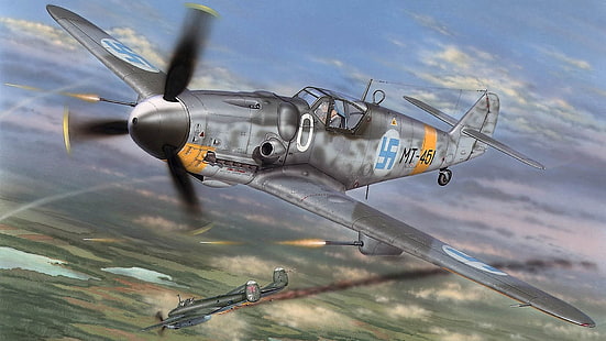  Messerschmitt, Finland, single-engine piston fighter-low, the most popular model BF-109, BF109 G-6, HD wallpaper HD wallpaper