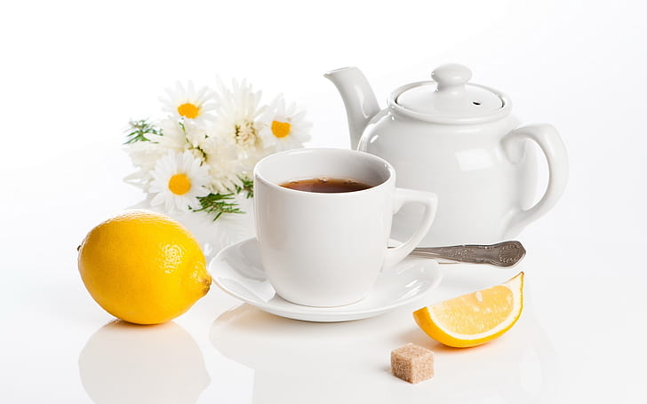Tè al limone, frutta, tazza, tè, Sfondo HD