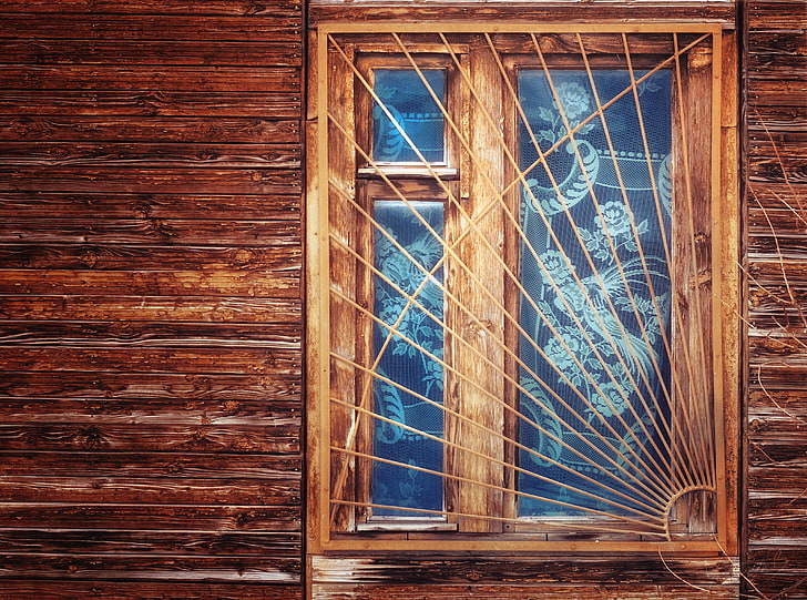 Армения, Гюмри, коричневое деревянное обрамленное окно, винтаж, окно, HD обои