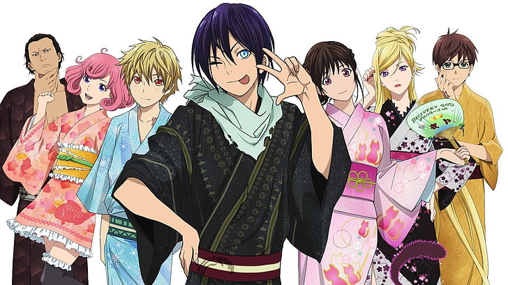 Noragami, Yato (Noragami), Yukine (Noragami), Iki Hiyori, Kofuku, Bishamon, HD-Hintergrundbild