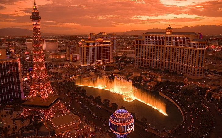 Bellagio, city, landscape, Las Vegas, HD wallpaper