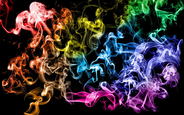 разнообразен цветен дим 3D тапет, дим, цветен, съсирек, HD тапет