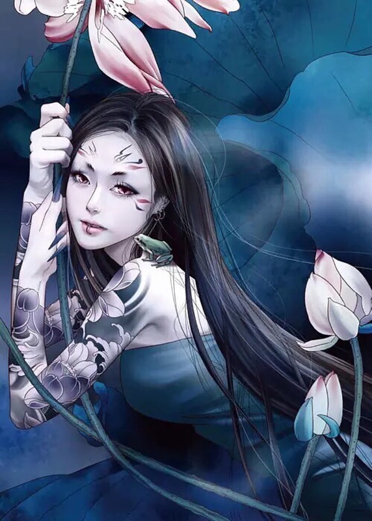 anime girls, tattoo, Chinese, Zhang Xiao Bai, HD wallpaper