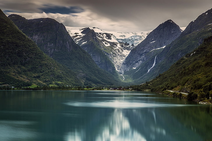 Norway, Jostedalsbreen National Park, glaciers, nature, water, mountains, HD wallpaper