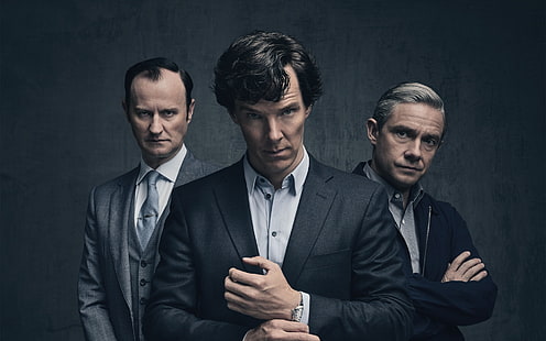  background, trio, Martin man, Benedict Cumberbatch, Sherlock, Mark Gatiss, Mycroft Holmes, Sherlock BBC, Sherlock Holmes, John Watson, Sherlock (TV series), HD wallpaper HD wallpaper