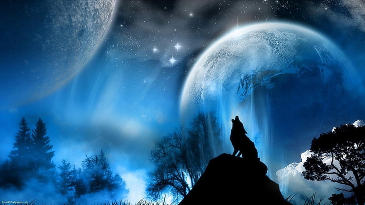 outer space stars planets wolves 1920x1080  Space Planets HD Art , stars, outer space, HD wallpaper