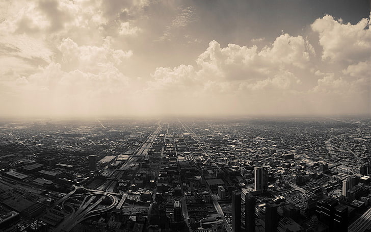 gedung-gedung bertingkat, lanskap kota, kota, awan, gedung pencakar langit, Chicago, panorama, AS, langit, Wallpaper HD